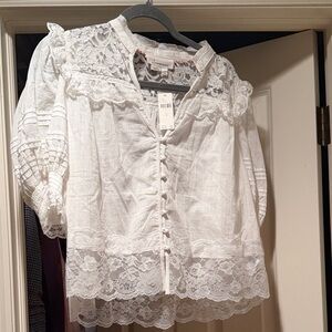 NWT Anthropologie Elegant White Lace Blouse